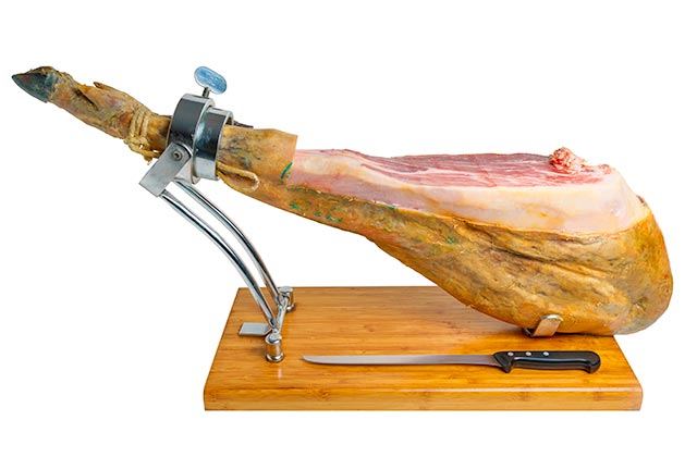 Jamon, jamonero y cuchillo