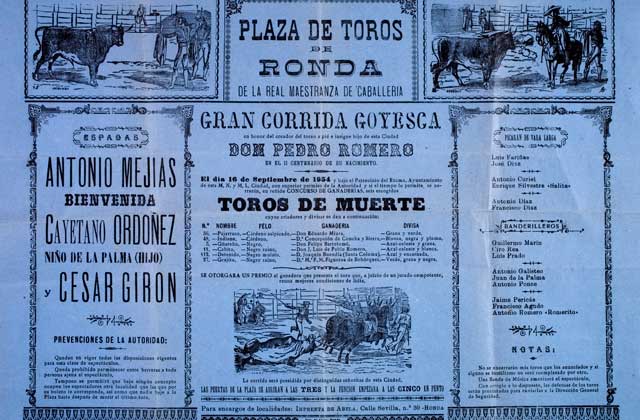 Ronda Fair - Cartel de la Primera Corrida Goyesca de Ronda. Foto de Pepe Morón, del Archivo fotográfico de la Real Maestranza de Caballería de Ronda.