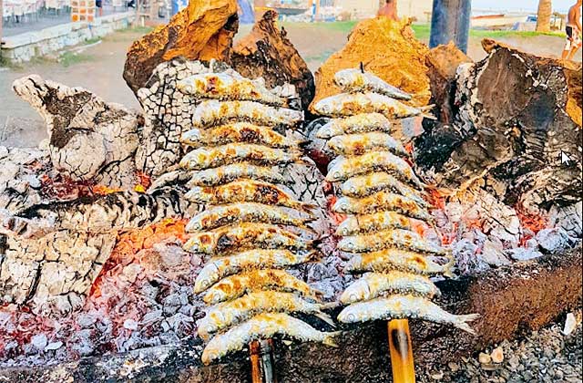 Espetos , Grilled Fish in Malagueta Beach, Malaga, Andalusia