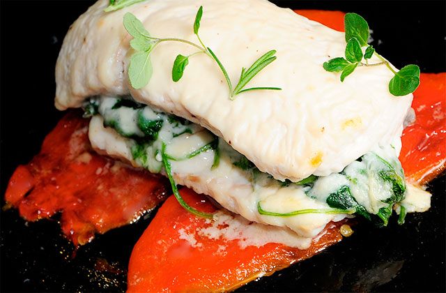 Hake stuffed with spinach