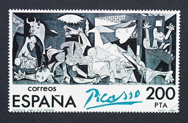 Sello impreso en España que muestra una imagen de Guernica - Crédito: catwalker / Shutterstock.com 