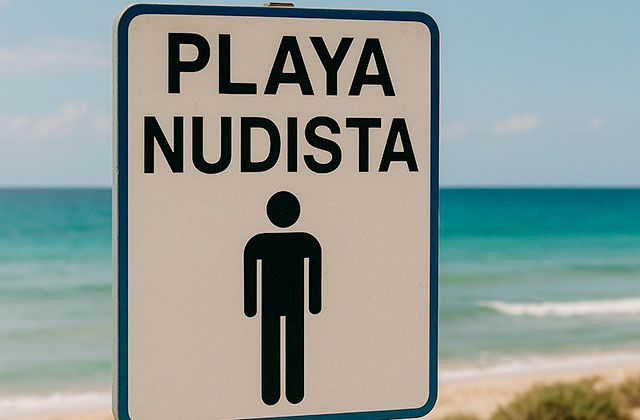 cartel playa nudista 